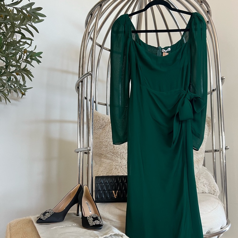 50% off BRAND NEW Reformation Theo Dress Emerald | FREE SHIPPING w tags | SIZE 0